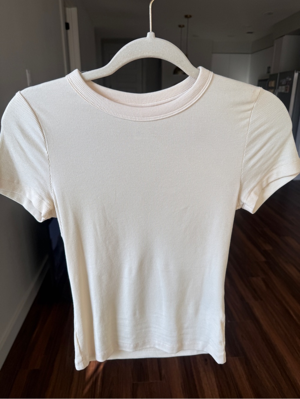 Classic Soft Yellow Ribbed Short Sleeve Top